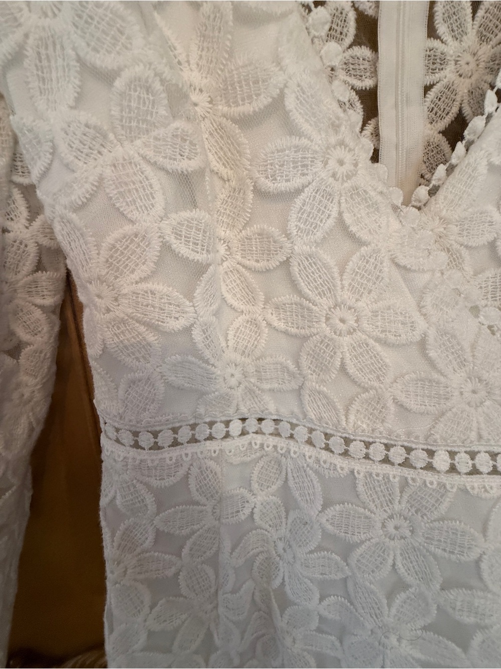 White Floral Lace Wrap Dress - Women’s - Picture 13 of 13